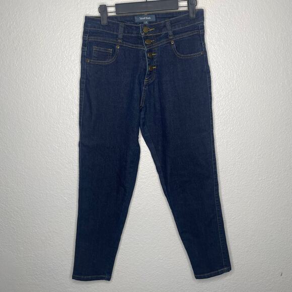ModCloth Womens Jeans Size 8 Dark Wash Denim Blue Skinny Leg Button Fly - Picture 1 of 10
